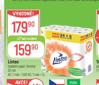Linteo toaletní papír, 3vrstvý 32 rolí