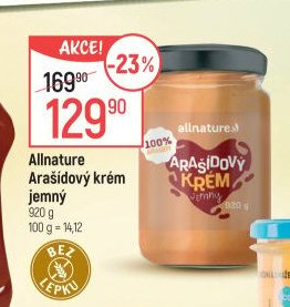 Allnature Arašídový krém jemný