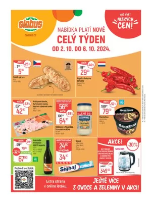akční leták Globus 2.10.2024-8.10.2024