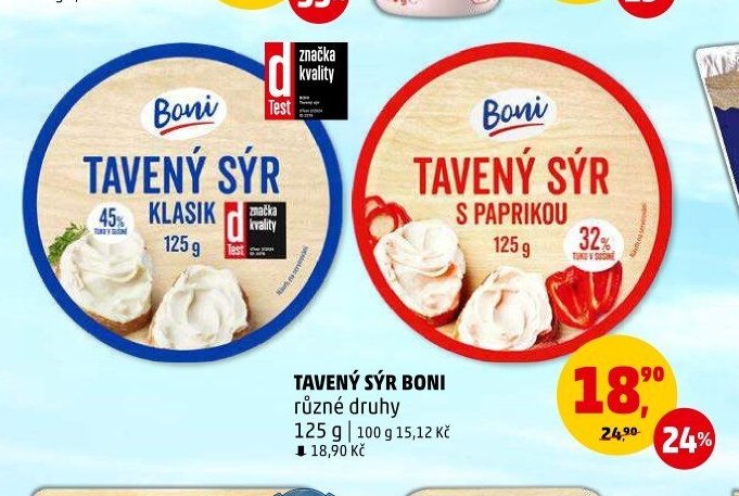 Tavený sýr Boni různé druhy