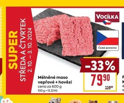 Mělněné maso vepřové + hovězí