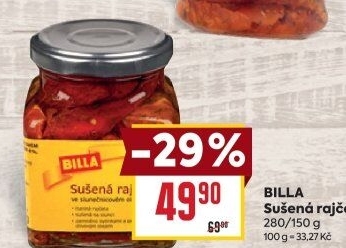 Sušená rajčata v oleji Billa