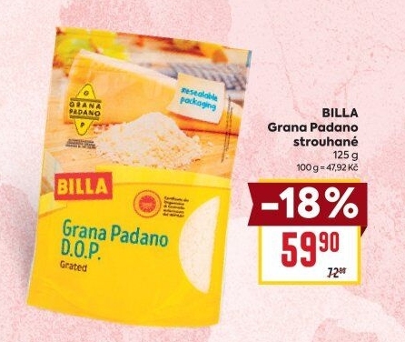 Sýr Grana Padano strouhaný Billa
