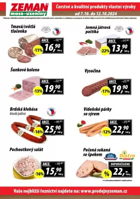 akční leták ZEMAN maso - uzeniny 7.10.2024-12.10.2024