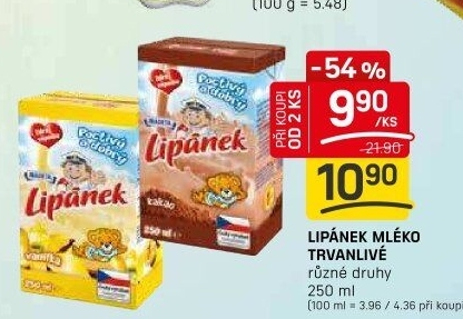 Nápoj mléko ochucené Lipánek Madeta