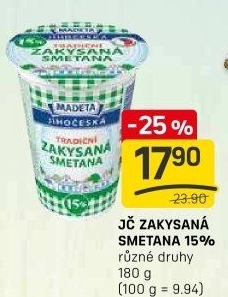 Smetana zakysaná Jihočeská Madeta 15%