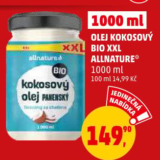 Kokosový olej bio Allnature