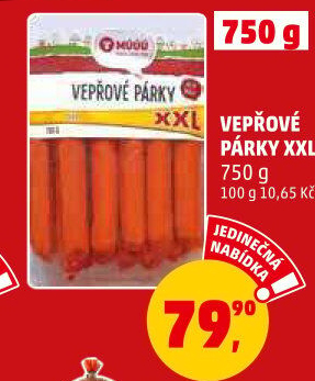 Párky vepřové loupací Maso uzeniny Písek