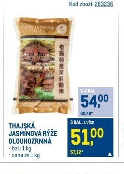 THAJSKÁ JASMÍNOVÁ RÝŽE DLOUHOZRNNÁ