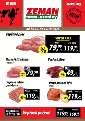 akční leták ZEMAN maso - uzeniny 14.10.2024-19.10.2024