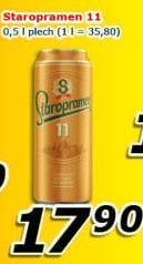 Pivo světlý ležák 11° Staropramen