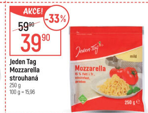 Sýr Mozzarella strouhaná Jeden Tag