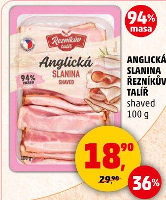 Anglická slanina shaved Řezníkův talíř