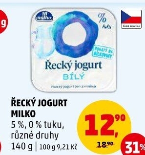 Bílý jogurt řecký 5% Milko