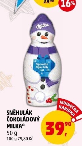 Čokoládový sněhulák Milka