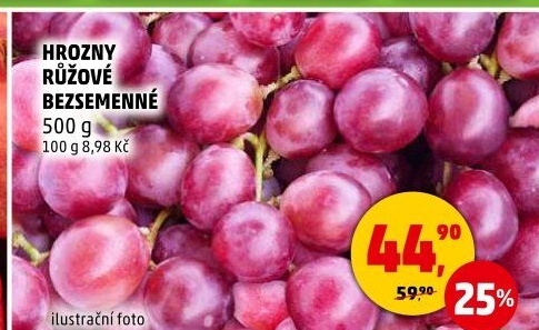 Hrozny růžové bezsemenné