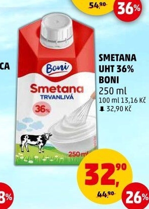 Smetana ke šlehání Boni 36%