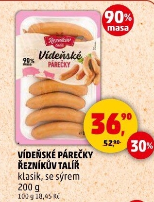 Vídeňské párečky Řezníkův talíř