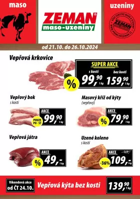akční leták ZEMAN maso - uzeniny 21.10.2024-26.10.2024