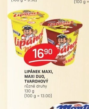 LIPÁNEK MAXI, MAXI DUO, TVAROHOVÝ různé druhy 130 g