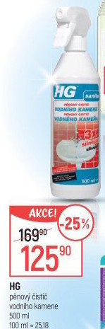 Čistič pěnový na vodní kámen HG