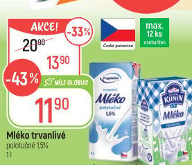 Mléko trvanlivé Pragolaktos- 1,5% polotučné