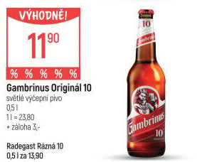 Pivo světlé výčepní Originál 10° Gambrinus