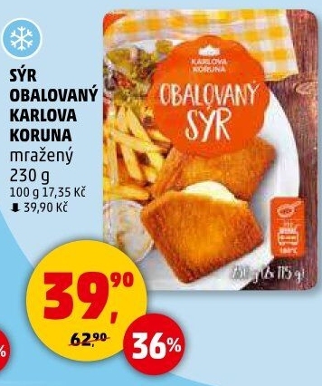 Sýr obalovaný mražený Karlova Koruna