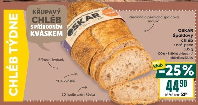 Chléb špaldový Oskar Minit