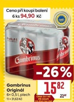 Pivo světlé výčepní Originál 10° Gambrinus