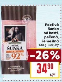 Šunka od kosti poctivá nejvyšší jakosti Kostelecké uzeniny