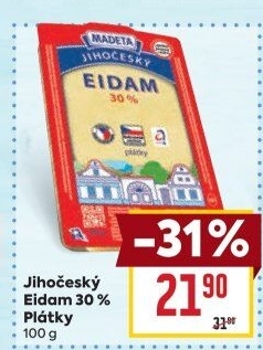 Sýr Eidam Jihočeský 30% Madeta