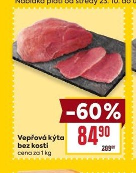 Vepřová kýta bez kosti cena za 1 kg