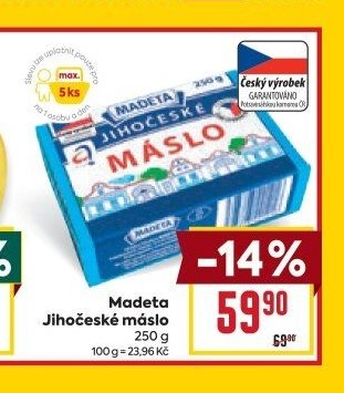 Madeta Jihočeské máslo 250 g
