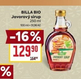 BILLA BIO Javorový sirup 250 ml