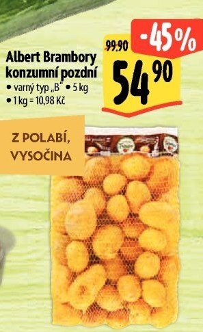 Brambory konzumní pozdní Albert