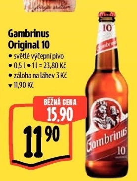 Pivo světlé výčepní Originál 10° Gambrinus