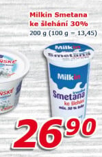Smetana ke šlehání Milkin 30%