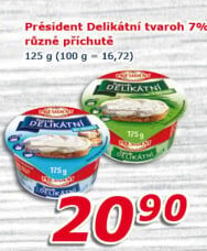 Tvarohové pomazánky Delikátní Président