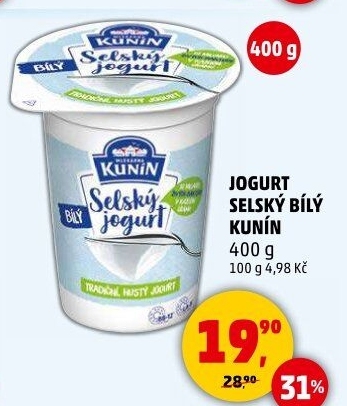 Bílý jogurt selský Mlékárna Kunín