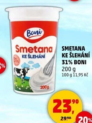 Smetana ke šlehání Boni 31%