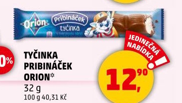 Tyčinka čokoládová Pribináček Orion