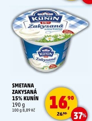 Zakysaná smetana Mlékárna Kunín 15%