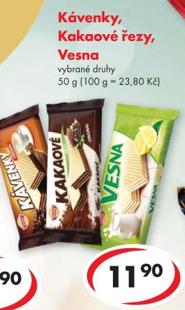 Oplatky kakaové řezy Sedita