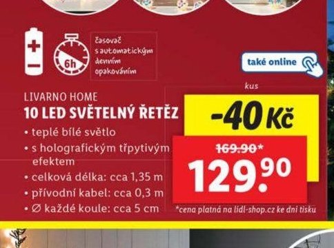 LIVARNO HOME 10 LED SVĚTELNÝ ŘETĚZ
