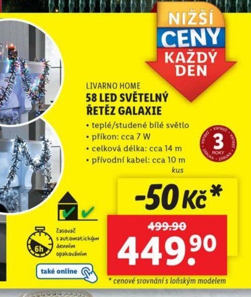 LIVARNO HOME 58 LED SVĚTELNÝ ŘETĚZ GALAXIE