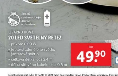 LIVARNO HOME 20 LED SVĚTELNÝ ŘETĚZ