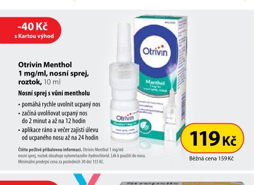 Otrivin Menthol 1 mg/ml, nosní sprej, roztok, 10 ml