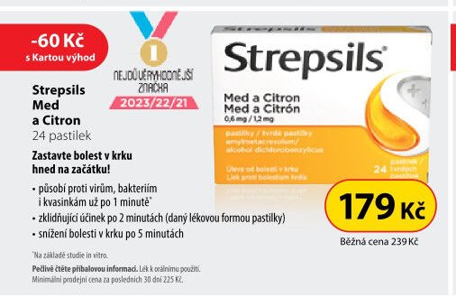Strepsils Med a Citron 24 pastilek