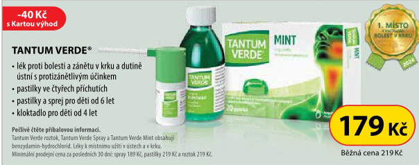 Pastilky proti bolesti v krku Tantum Verde